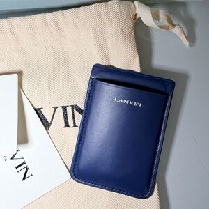LANVIN Navy Magnetic Card Holder with Box and Pouch NWT